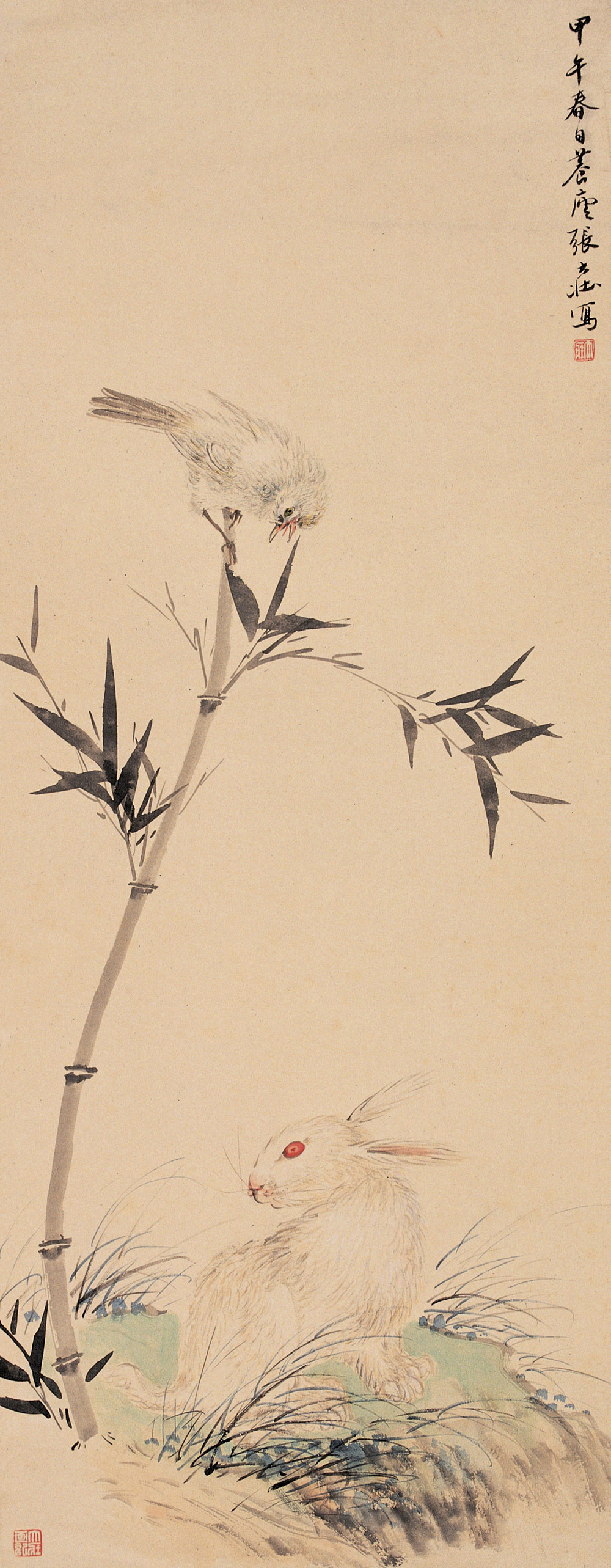 《惊兔鸣禽》