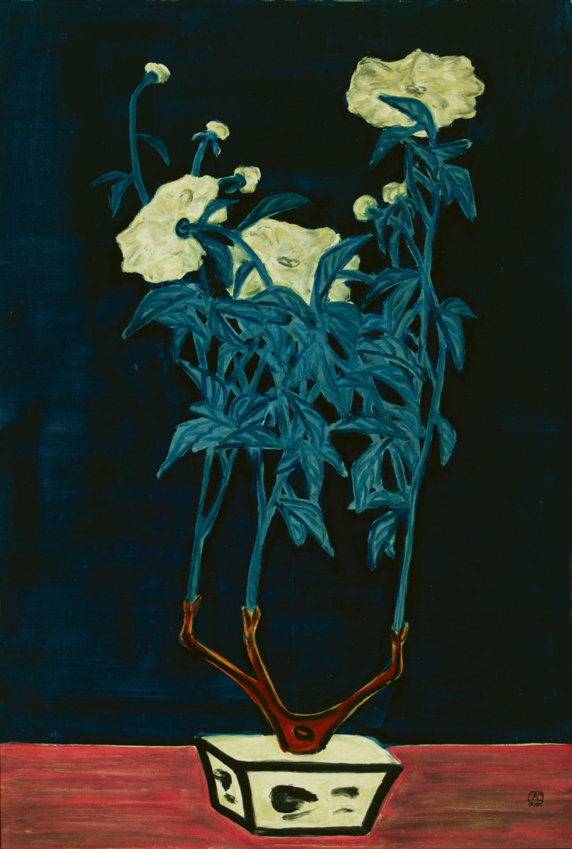 《青花盘与菊》