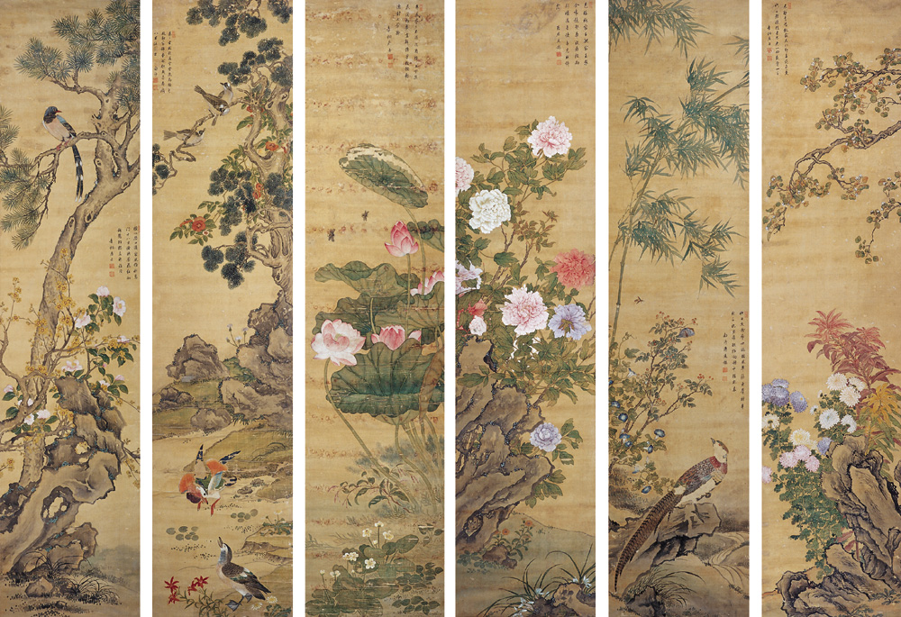 蒋廷锡 《花鸟六屏》
