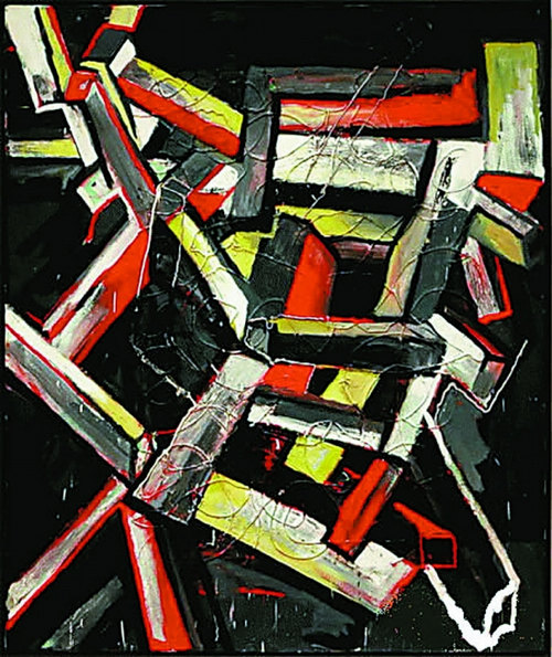 怀着良好的意愿,我不能看出一个纳粹军徽 布面油画 1984年