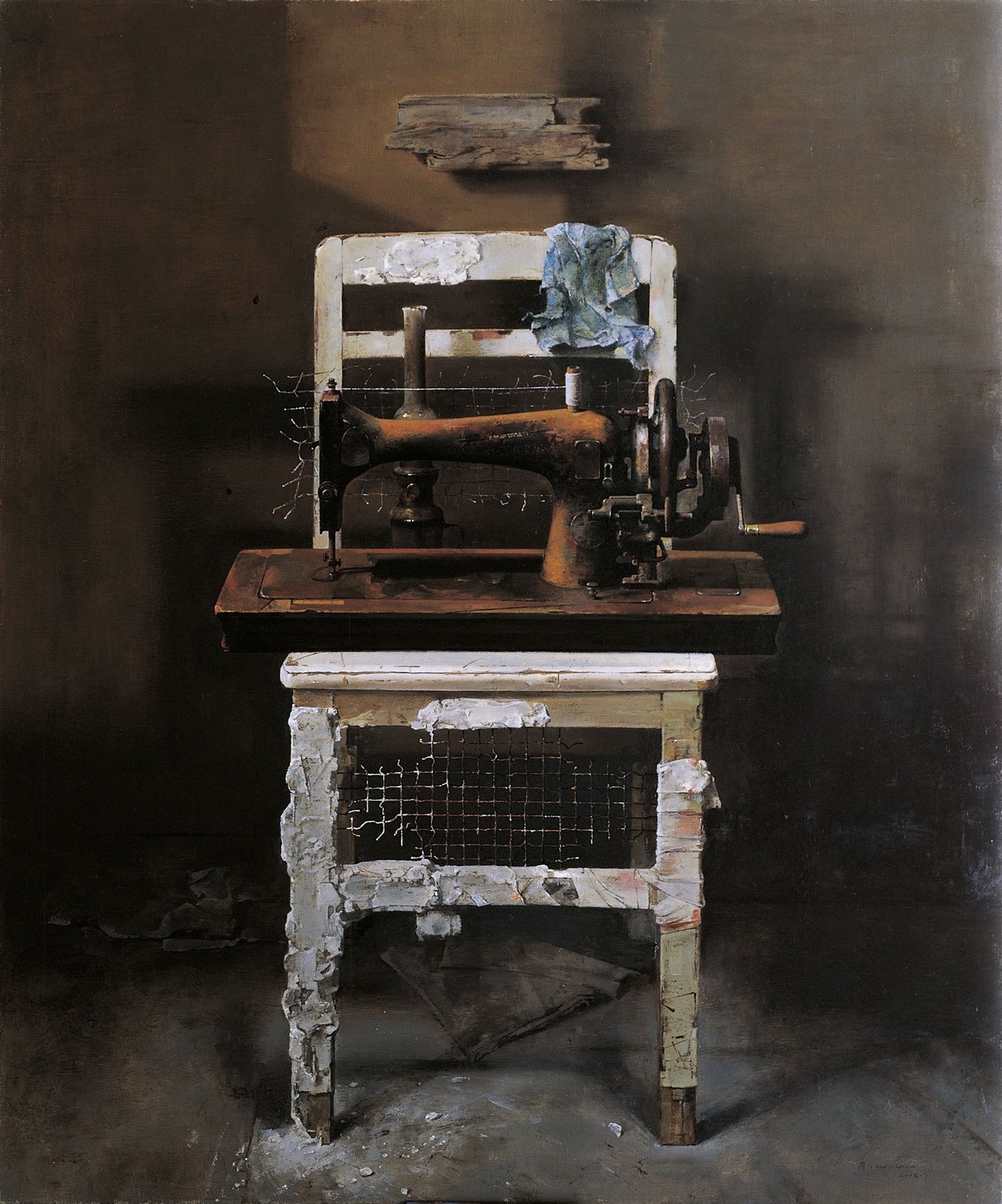 郭润文《椅子上的缝纫机》布面油画 120×100cm 2003年