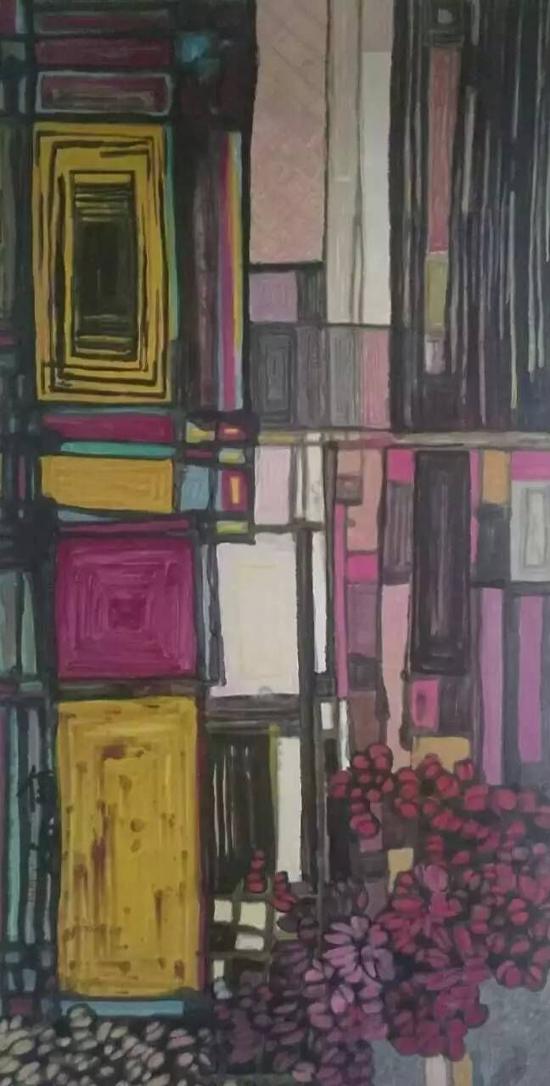 杨佴旻 《光的戈壁》 2016年 136x68cm 纸本设色