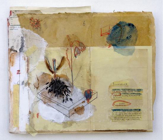 洪丹 《文本的方式01》木板综合拼贴 40x30cm 2012年