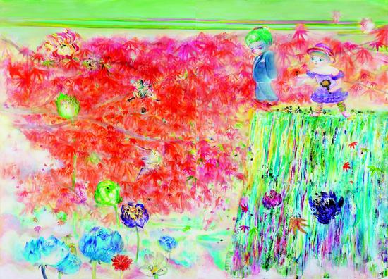 南方 《从此她们过上了快乐幸福的生活》 180×240cm 布面油彩丙烯 2012年