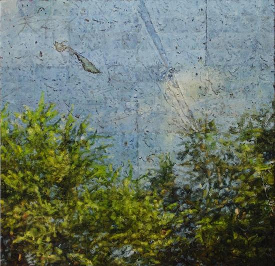 秦德宝《5.5625×5.6875 c㎡一刻》 91×89cm 亚麻布、油彩、铅笔 2016年