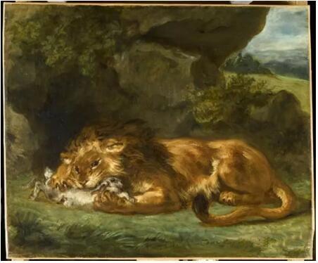 《狮子吞食兔子》(Lion dévorant un lapin),欧仁·德拉克罗瓦(Eugène Delacroix),卢浮宫博物馆,巴黎
Photo (C) RMN-Grand Palais (musée du Louvre) / René-Gabriel Ojéda