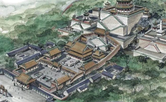 中汉二〇二二_春 _花无数_清嘉庆_粉彩佛香阁丽景图座屏
